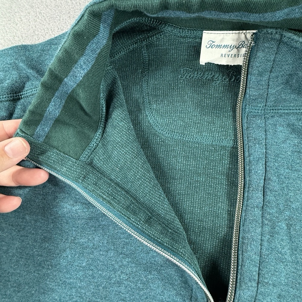 Tommy Bahama Mens Quarter Zip Pullover Sweater Reversible Green Cotton Size XL - Picture 3 of 6